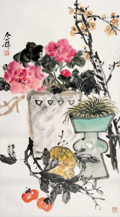 王个簃 花卉 立轴